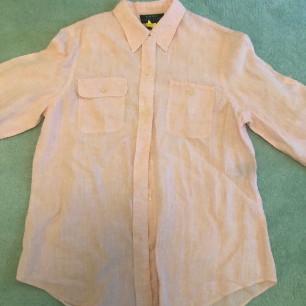 Ralph Lauren pale pink linen blouse.